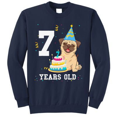 7 Years Old Birthday Pug Dog Lover Party Tall Sweatshirt