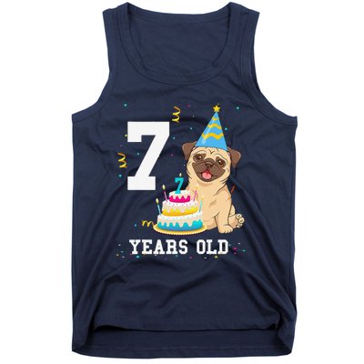 7 Years Old Birthday Pug Dog Lover Party Tank Top