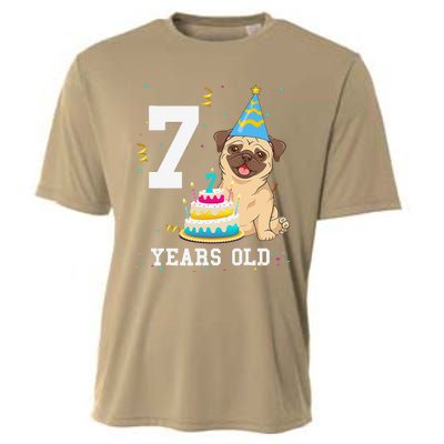 7 Years Old Birthday Pug Dog Lover Party Cooling Performance Crew T-Shirt