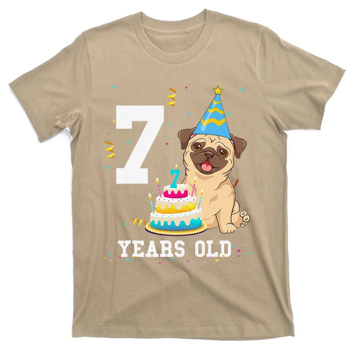 7 Years Old Birthday Pug Dog Lover Party T-Shirt