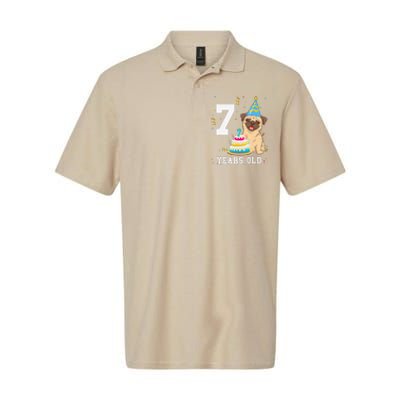 7 Years Old Birthday Pug Dog Lover Party Softstyle Adult Sport Polo