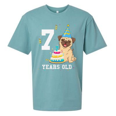 7 Years Old Birthday Pug Dog Lover Party Sueded Cloud Jersey T-Shirt