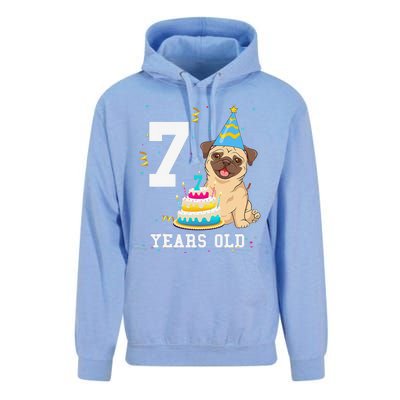 7 Years Old Birthday Pug Dog Lover Party Unisex Surf Hoodie