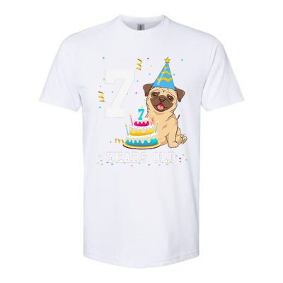 7 Years Old Birthday Pug Dog Lover Party Softstyle CVC T-Shirt