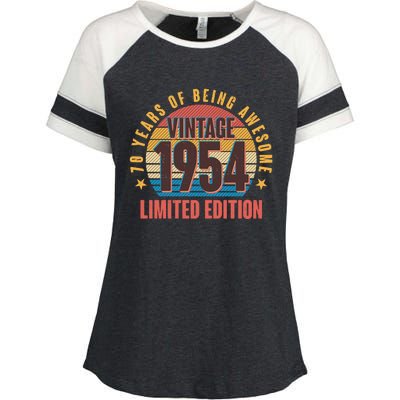 70 Years Of Being Awesome 1954 Limited Edition Vintage Retro Enza Ladies Jersey Colorblock Tee