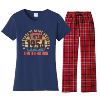 70 Years Of Being Awesome 1954 Limited Edition Vintage Retro Women's Flannel Pajama Set