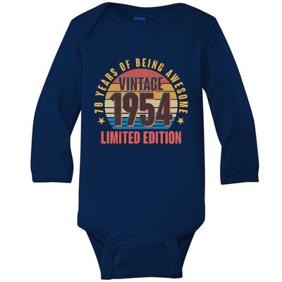 70 Years Of Being Awesome 1954 Limited Edition Vintage Retro Baby Long Sleeve Bodysuit