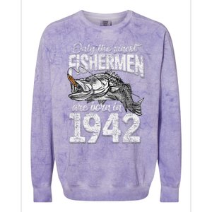 79 Years Old Fisherman Born In 1942 Fisherman 79th Birthday Colorblast Crewneck Sweatshirt