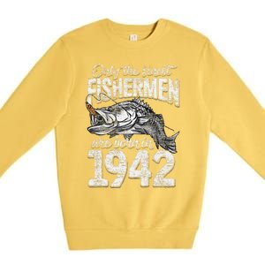 79 Years Old Fisherman Born In 1942 Fisherman 79th Birthday Premium Crewneck Sweatshirt