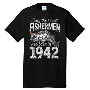 79 Years Old Fisherman Born In 1942 Fisherman 79th Birthday Tall T-Shirt