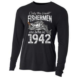 79 Years Old Fisherman Born In 1942 Fisherman 79th Birthday Cooling Performance Long Sleeve Crew