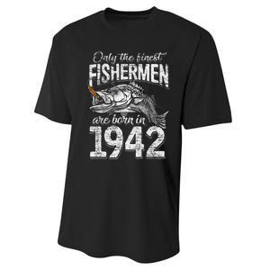 79 Years Old Fisherman Born In 1942 Fisherman 79th Birthday Performance Sprint T-Shirt