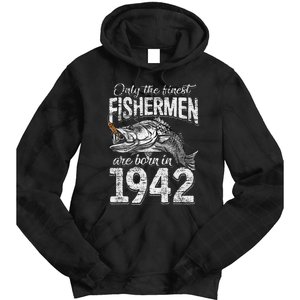 79 Years Old Fisherman Born In 1942 Fisherman 79th Birthday Tie Dye Hoodie