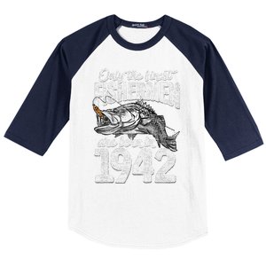 79 Years Old Fisherman Born In 1942 Fisherman 79th Birthday Baseball Sleeve Shirt