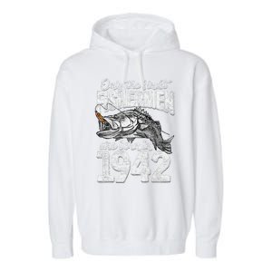 79 Years Old Fisherman Born In 1942 Fisherman 79th Birthday Garment-Dyed Fleece Hoodie