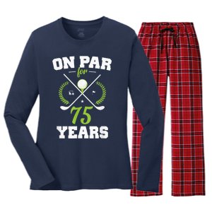 75 Years Old Happy 75th Birthday Present for Golfers Women's Long Sleeve Flannel Pajama Set 