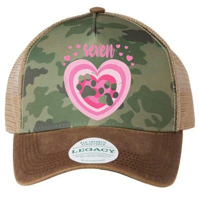 7 Year Old Cute Dog Paw Birthday 7th Bday Legacy Tie Dye Trucker Hat