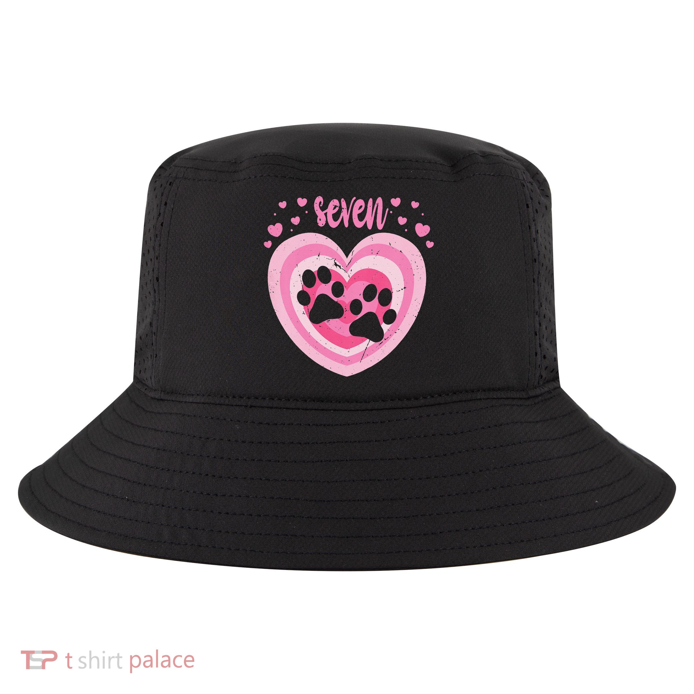 7 Year Old Cute Dog Paw Birthday 7th Bday Cool Comfort Performance Bucket Hat