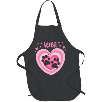 7 Year Old Cute Dog Paw Birthday 7th Bday Apron