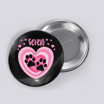 7 Year Old Cute Dog Paw Birthday 7th Bday Button