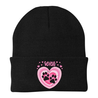 7 Year Old Cute Dog Paw Birthday 7th Bday Beanie