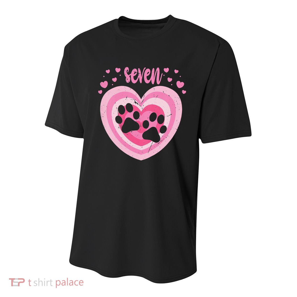 7 Year Old Cute Dog Paw Birthday 7th Bday Youth Performance Sprint T-Shirt