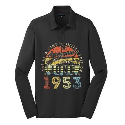 70 Year Old Awesome Since June 1953 70th Birthday Silk Touch Performance Long Sleeve Polo