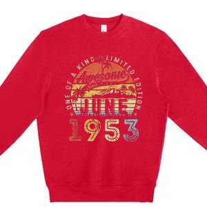 70 Year Old Awesome Since June 1953 70th Birthday Premium Crewneck Sweatshirt