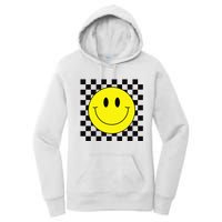 70s Yellow Smile Face Cute Checkered Smiling Happy Women's Pullover Hoodie