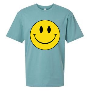 70s Yellow Smile Face Cute Happy Peace Smiling Face Sueded Cloud Jersey T-Shirt