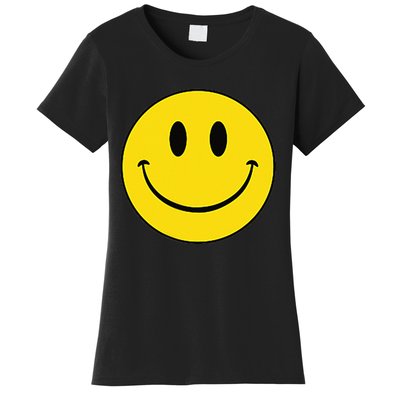 70s Yellow Smile Face Cute Happy Peace Smiling Face Women's T-Shirt