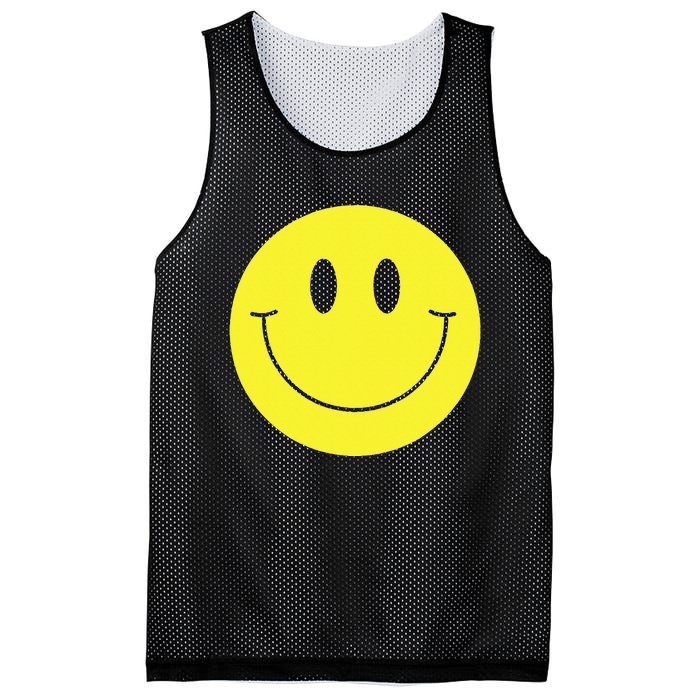 70s Yellow Smile Face Cute Happy Peace Smiling Face Mesh Reversible Basketball Jersey Tank