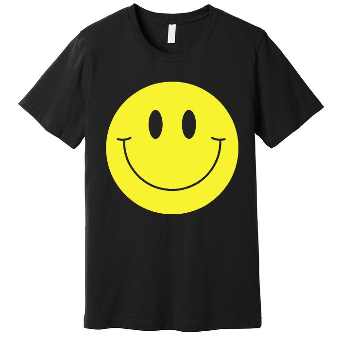 70s Yellow Smile Face Cute Happy Peace Smiling Face Premium T-Shirt