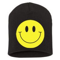 70s Yellow Smile Face Cute Happy Peace Smiling Face Short Acrylic Beanie