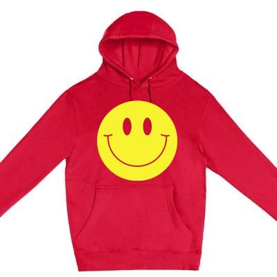 70s Yellow Smile Face Cute Happy Peace Smiling Face Premium Pullover Hoodie