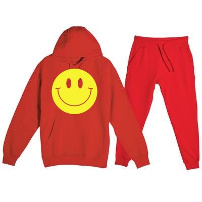 70s Yellow Smile Face Cute Happy Peace Smiling Face Premium Hooded Sweatsuit Set