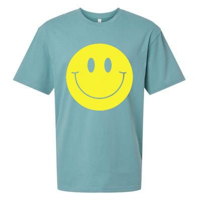 70s Yellow Smile Face Cute Happy Peace Smiling Face Sueded Cloud Jersey T-Shirt