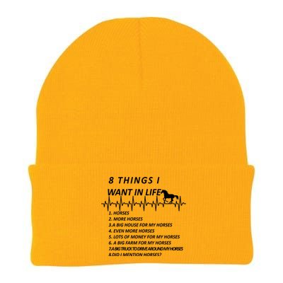 8 Things I Want In Life Horses Funny Knit Cap Winter Beanie