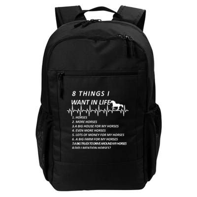 8 Things I Want In Life Horses Funny Daily Commute Backpack