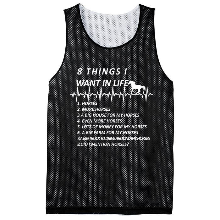 8 Things I Want In Life Horses Funny Mesh Reversible Basketball Jersey Tank