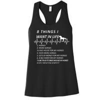 8 Things I Want In Life Horses Funny Women's Racerback Tank