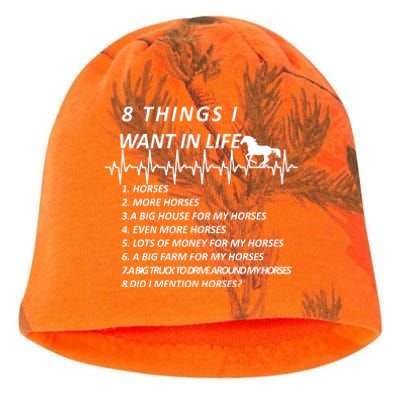 8 Things I Want In Life Horses Funny Kati - Camo Knit Beanie