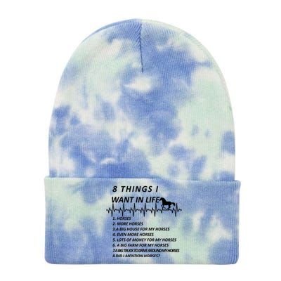 8 Things I Want In Life Horses Funny Tie Dye 12in Knit Beanie