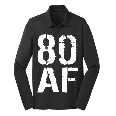 80 AF 80th Birthday Silk Touch Performance Long Sleeve Polo