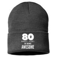 80 Whole Years Of Being Awesome Birthday Sustainable Knit Beanie