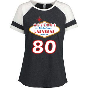 80 Years Old In Vegas - 80th Birthday Enza Ladies Jersey Colorblock Tee