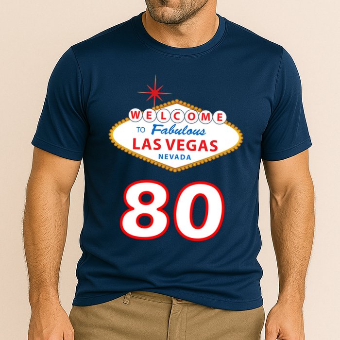 80 Years Old In Vegas - 80th Birthday Cooling Performance Crew T-Shirt