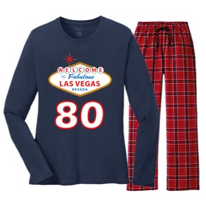 80 Years Old In Vegas - 80th Birthday Women's Long Sleeve Flannel Pajama Set 