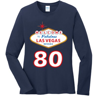 80 Years Old In Vegas - 80th Birthday Ladies Long Sleeve Shirt
