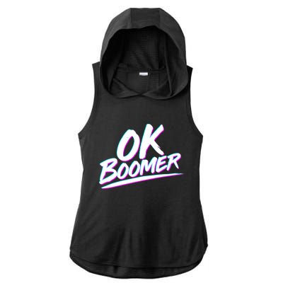 80's Retro Ok Boomer Ladies PosiCharge Tri-Blend Wicking Draft Hoodie Tank